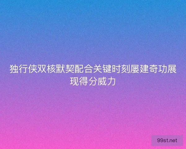 独行侠双核默契配合关键时刻屡建奇功展现得分威力